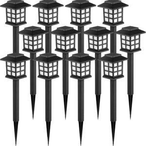 GIGALUMI Solar Outdoor Lights,12 Pack LED Solar Lights Outdoor Waterproof, Solar Walkway Lights Maintain 10 Hours of Lighting for Your Garden, Landscape, Path, Yard, Patio, Driveway