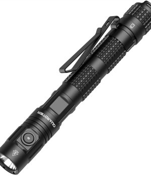 Guardtier ML70 Rechargeable Flashlight for Outdoor Working Camping/Emergencies/Outdoor Activities, Aluminum LED Tactical Penlight, USB-C/2AA, Tail Switch, 1500 Lumens, 5 Modes – Black, 6.1 in